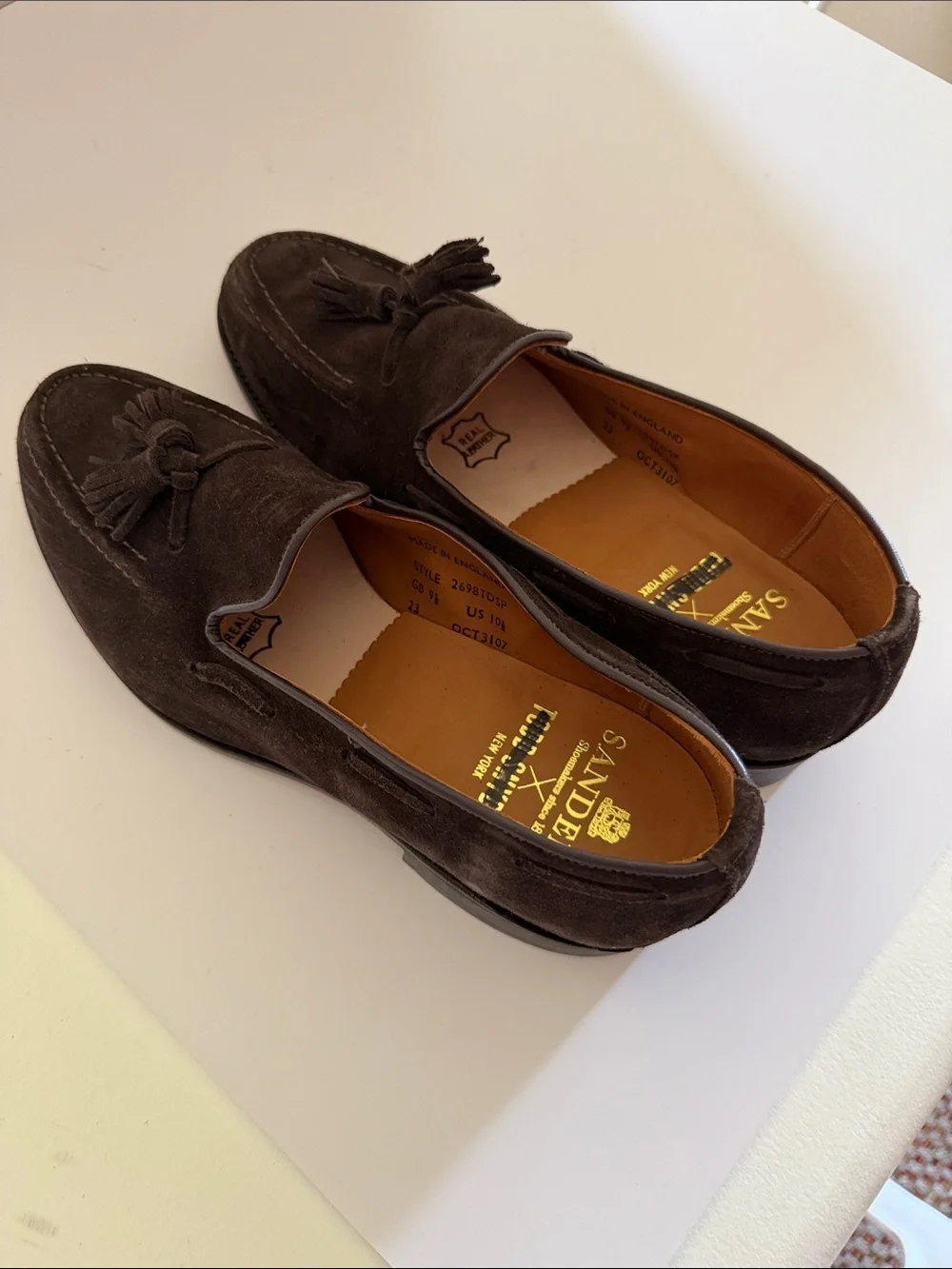 Todd Snyder X Sanders Men’s Brown Suede Tassel Loafers Sz 10.5.  Tub10